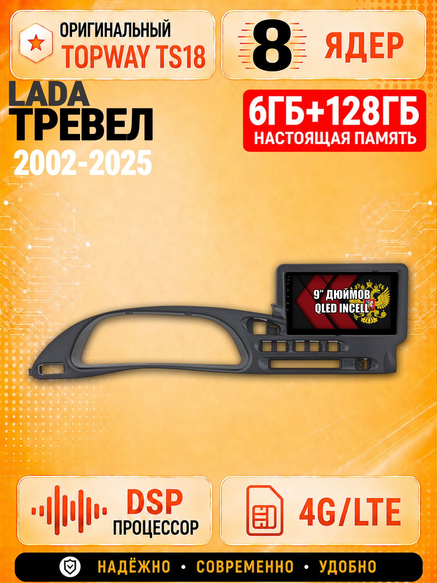 8 ядер 6гб+128гб для Лада Нива Тревел (2020-2025), CHEVROLET NIVA (2002-2020), Андроид магнитола с Carplay и Android Auto