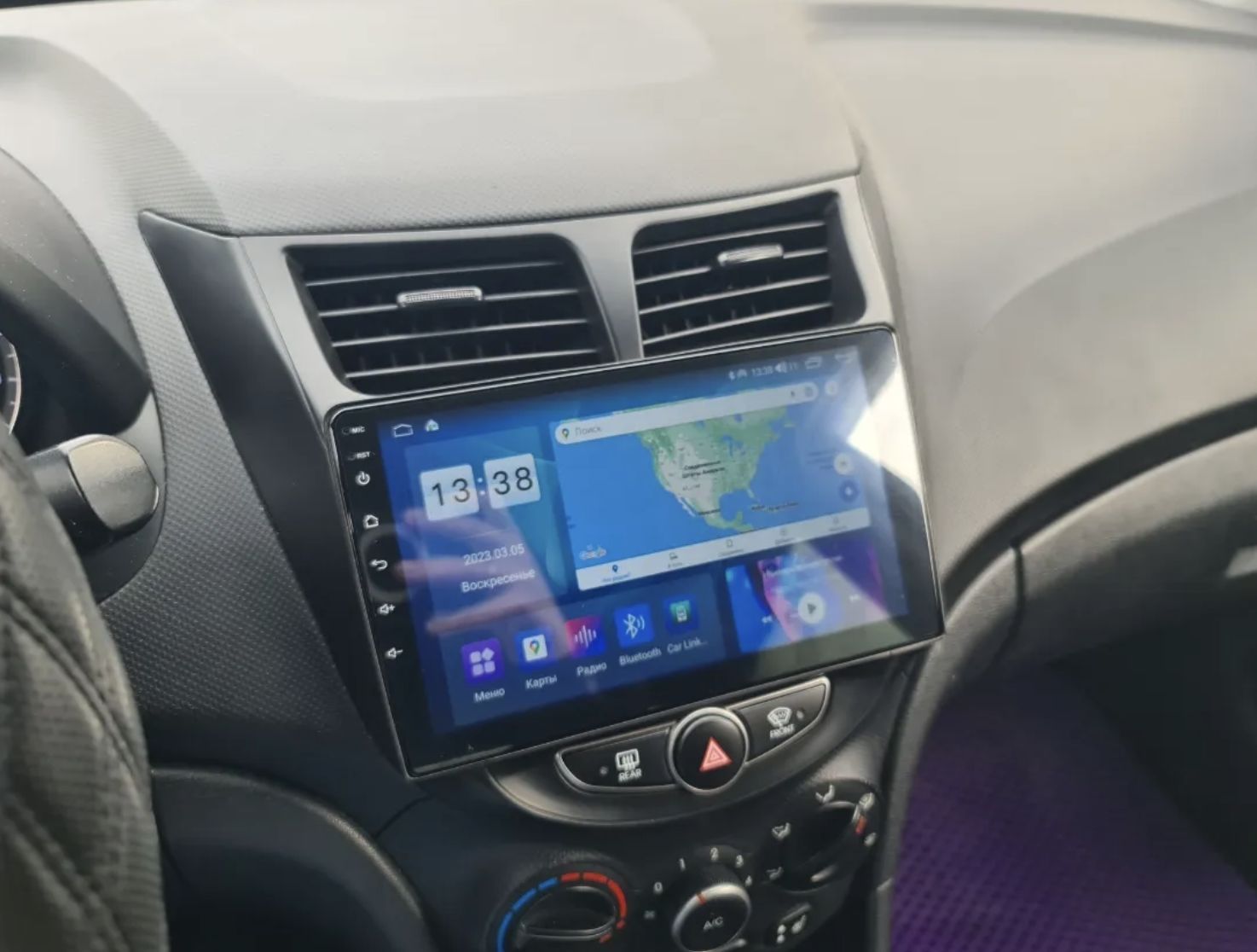 8 ядер TS105, память 4/64гб, экран 2К QLED, для HYUNDAI SOLARIS (2010 2011 2012 2013 2014 2015 2016 2017) Соларис, Android магнитола, Черная матовая рамка