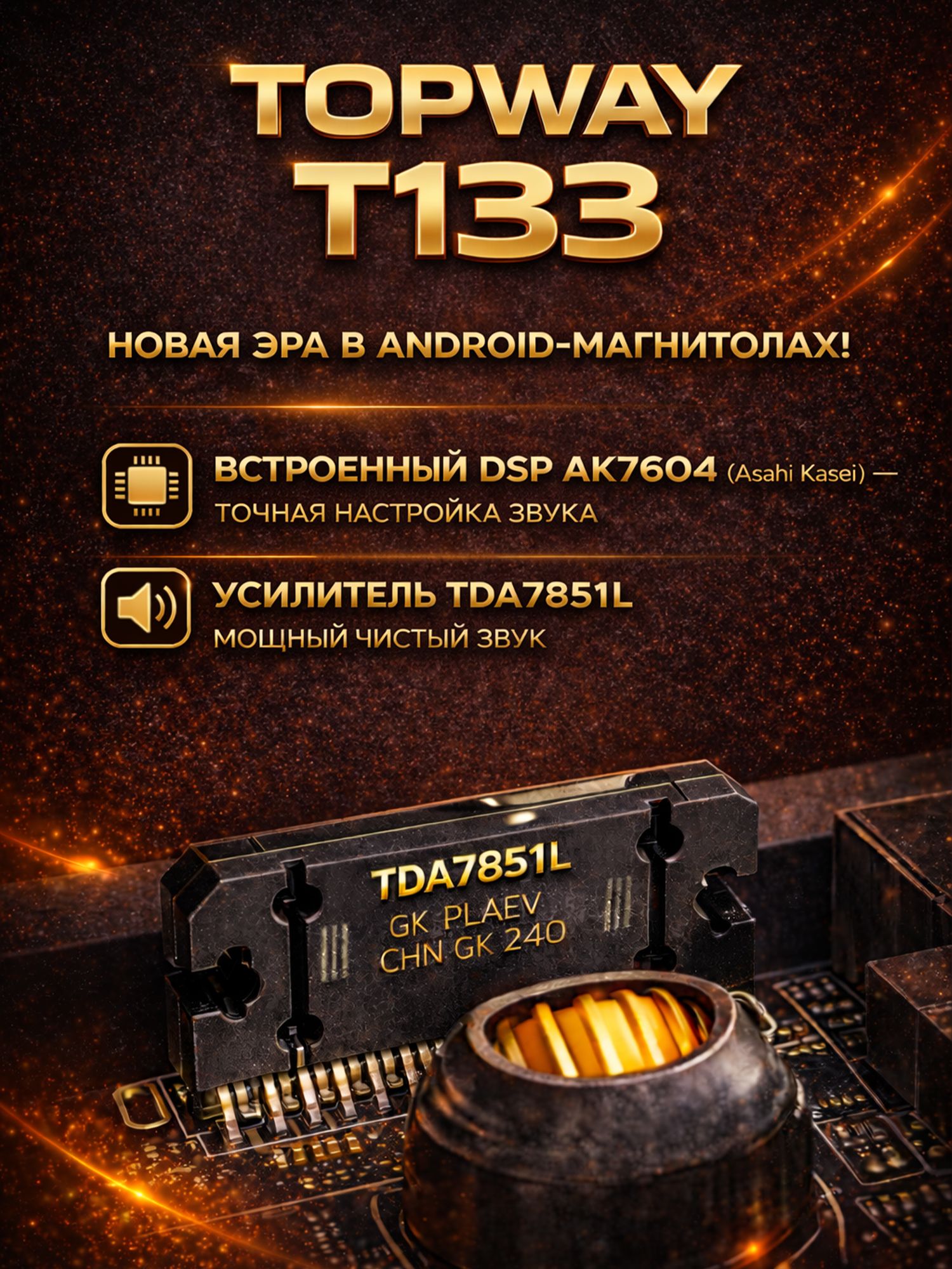 2 Din, Topway T133, Память 4гб + 64гб, DSP, TDA7851, универсальная магнитола 7 дюймов