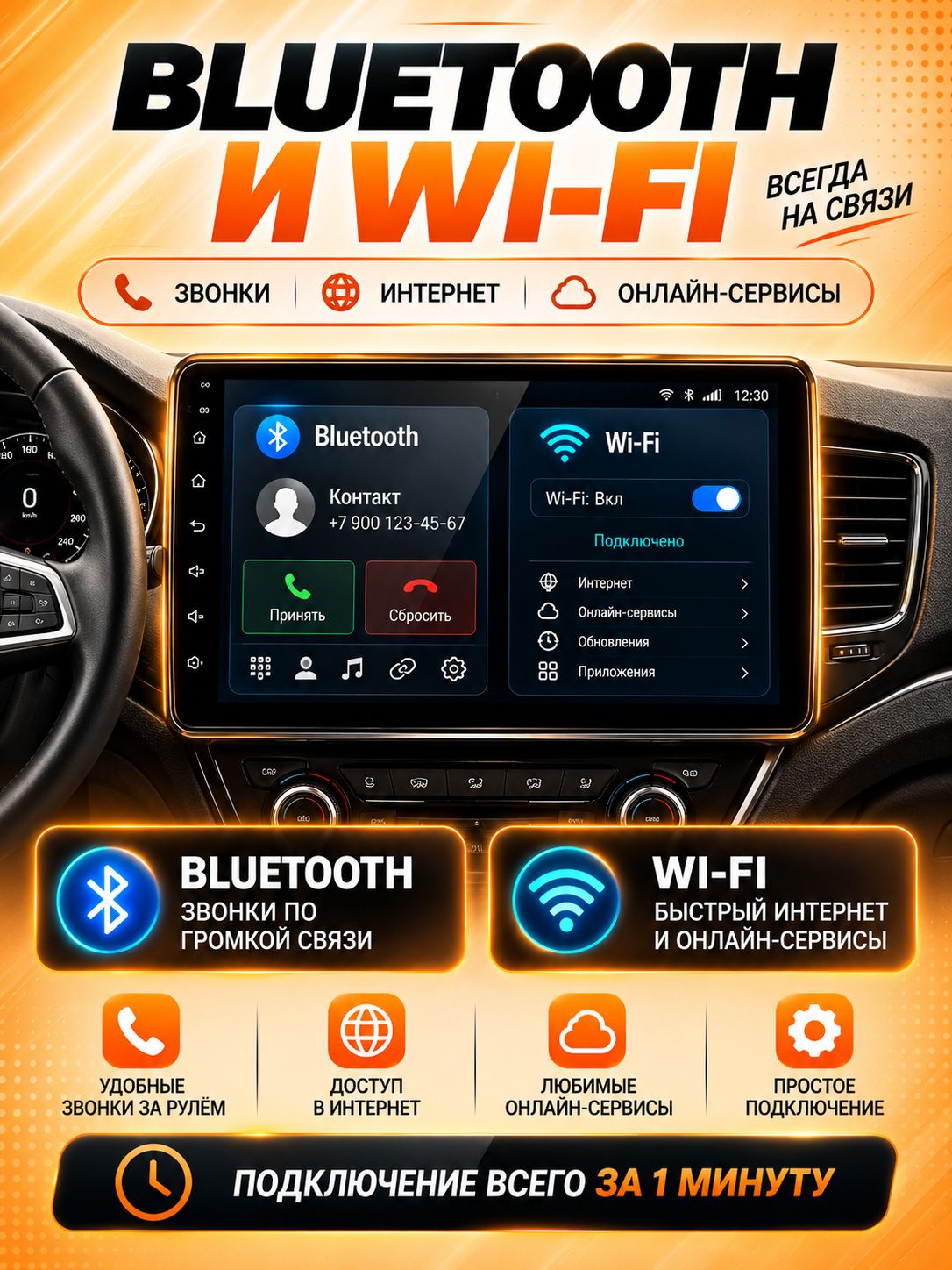 4гб+64гб с DSP для HYUNDAI I40 (2011-2017), Андроид магнитола с CarPlay и Android Auto, GPS и ГЛОНАСС