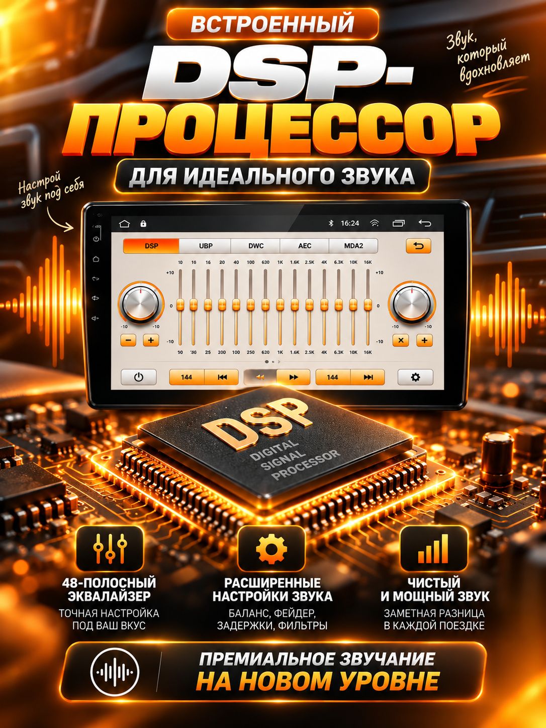 Память 4гб+64гб с DSP для HYUNDAI IX35 (2010 2011 2012 2013 2014 2015), Android магнитола с усилителем TDA7851
