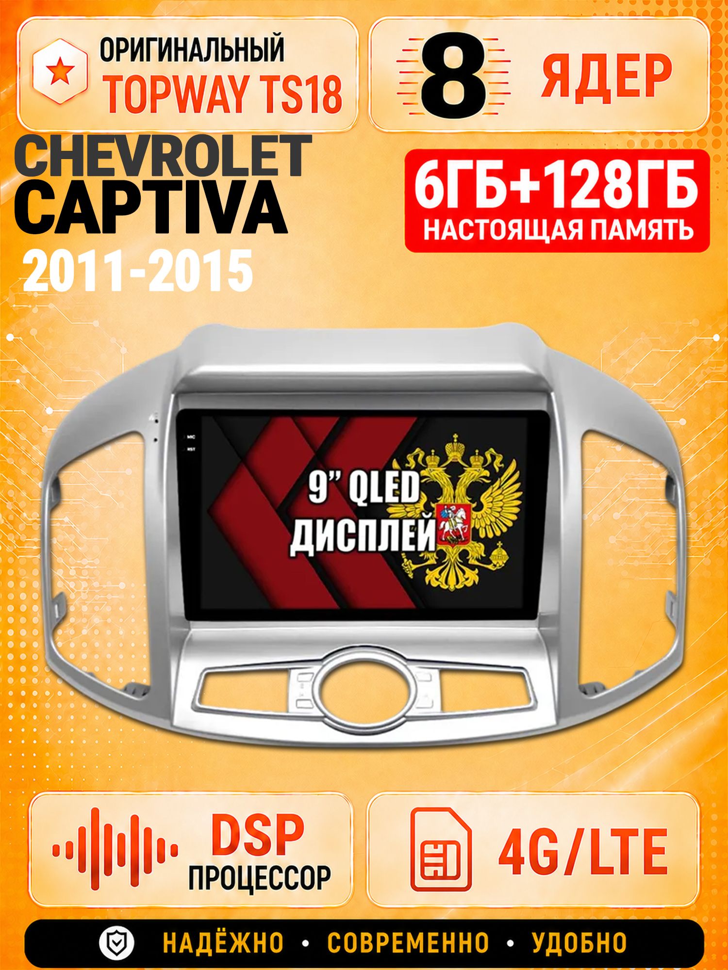8 ядер 6гб+128гб для CHEVROLET CAPTIVA (2011-2015), Андроид магнитола с Carplay и Android Auto