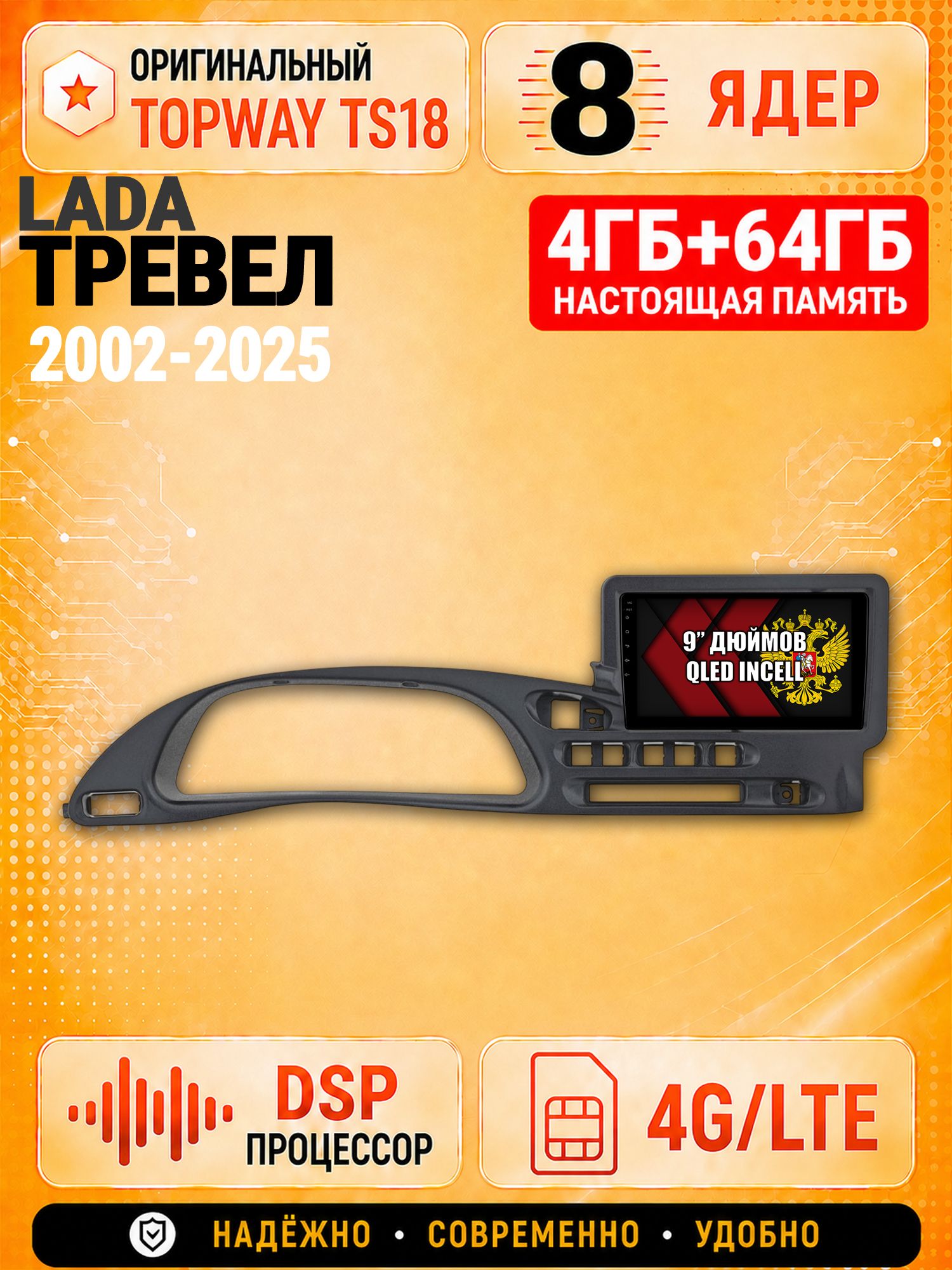 8 ядер 4гб+64гб для Лада Нива Тревел (2020-2025), CHEVROLET NIVA (2002-2020), Андроид магнитола с Carplay и Android Auto