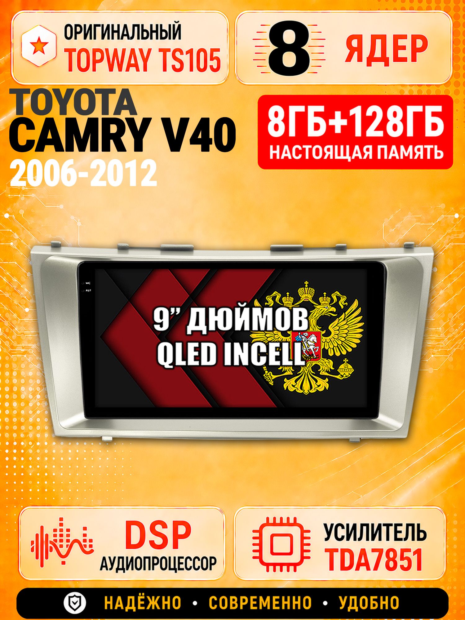 8 ядер TS105 с памятью 8гб+128гб для Toyota Camry V40 (2006-2012) XV40 В40 Камри, Штатная андроид магнитола, DSP, 4G, беспроводной CarPlay/Android Auto