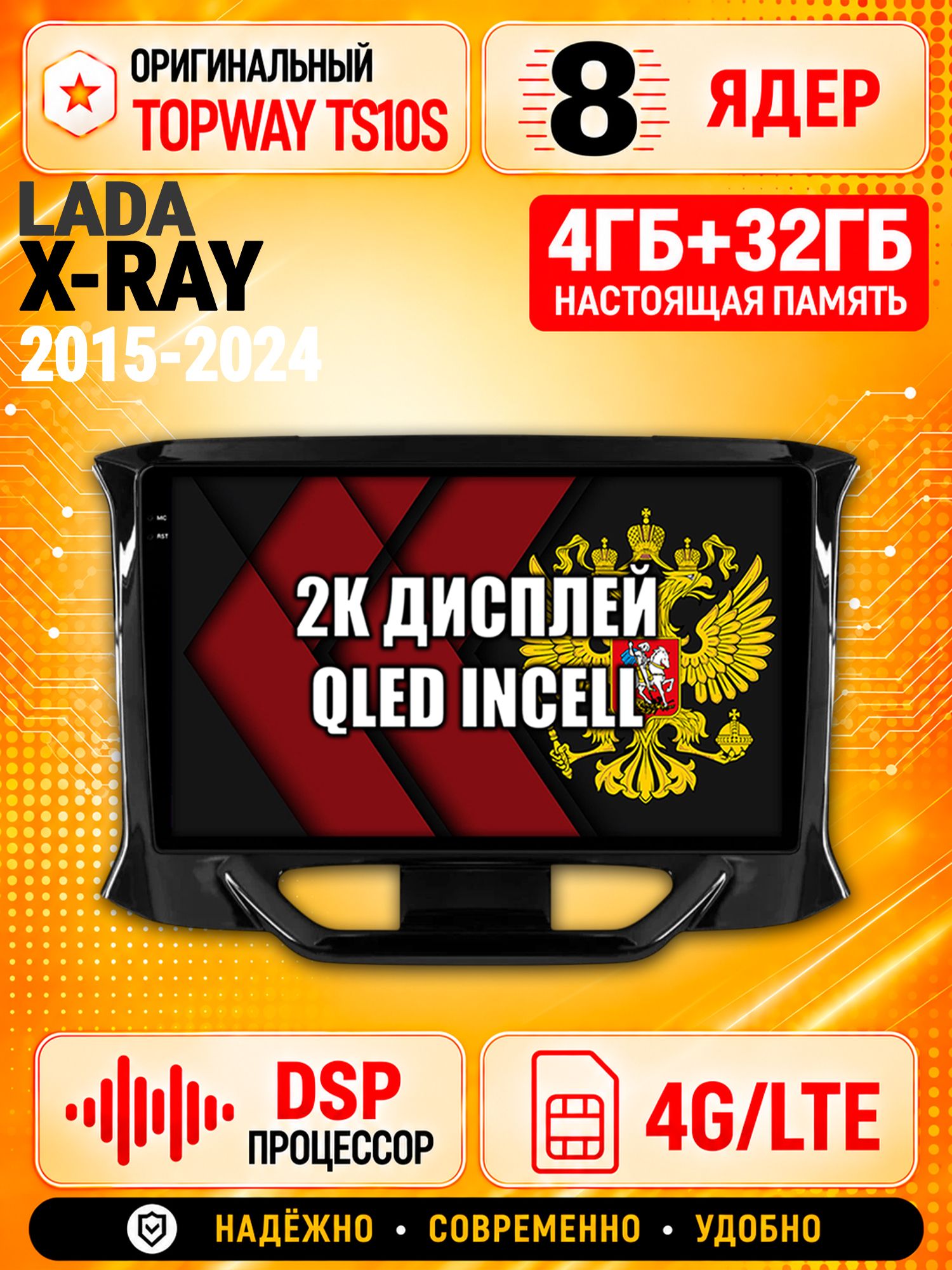 8 ядер TS10S, память 4гб+32гб и экран 2К, для LADA X-RAY ЛАДА XRAY (2015 2016 2017 2018 2019 2020 2021 2022 2023 2024), Android магнитола с Carplay и 4G LTE
