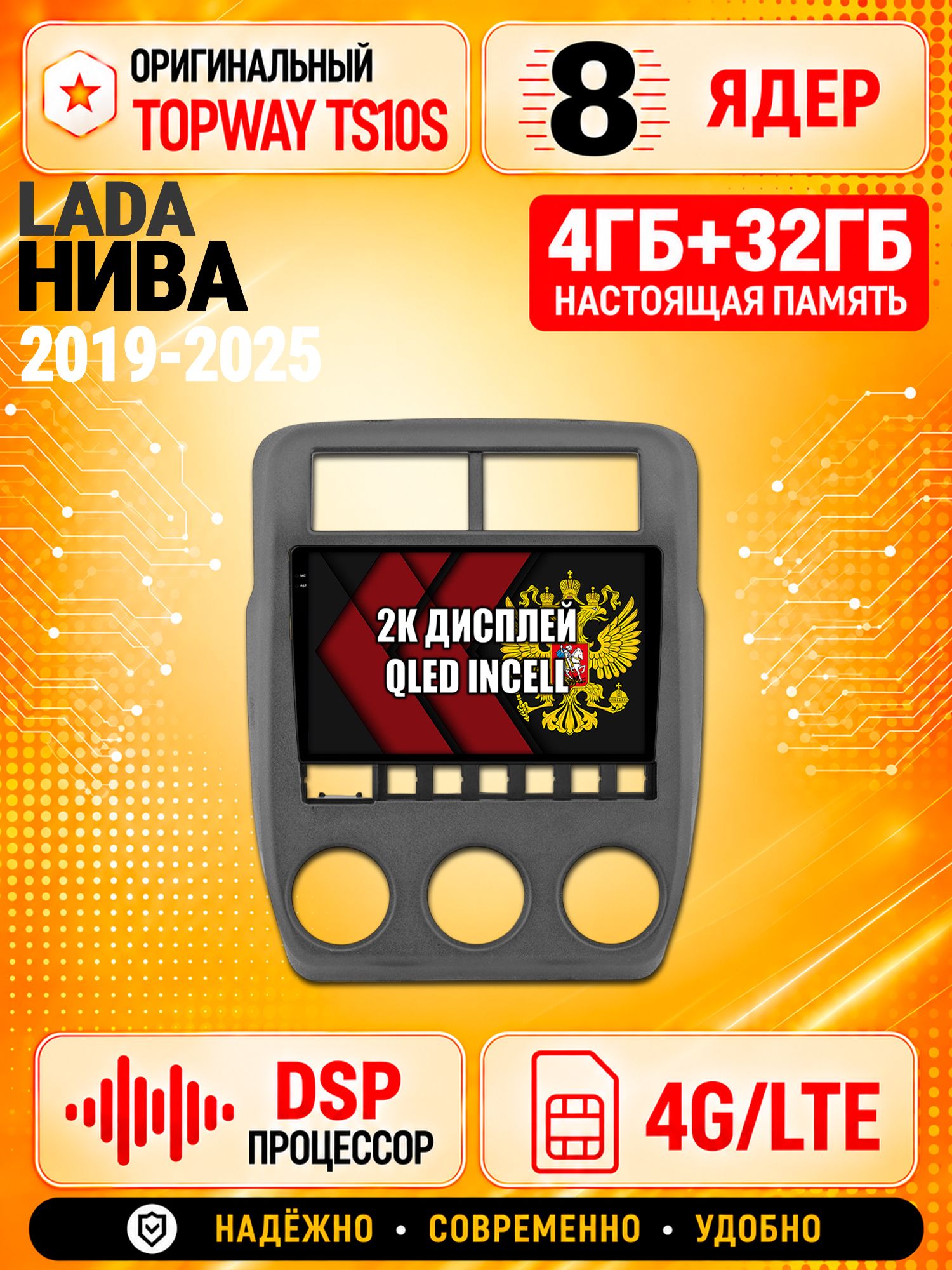 8 ядер TS10S, память 4гб+32гб и экран 2К, для LADA NIVA 4X4, ЛАДА НИВА (2019 2020 2021 2022 2023 2024 2025), Android магнитола с Carplay и 4G LTE