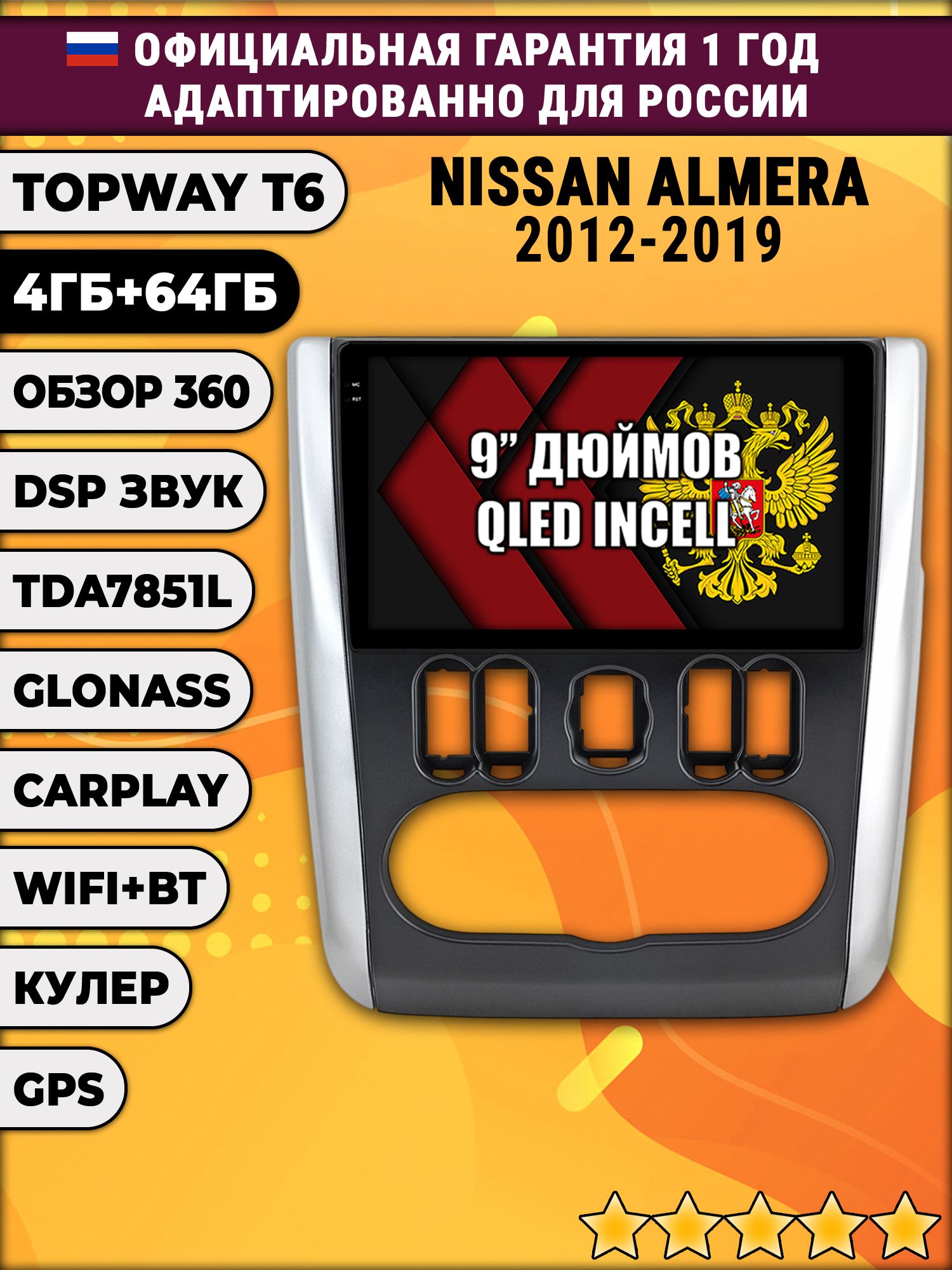 4гб+64гб с DSP для NISSAN ALMERA (2012-2019), рамка серая, Android магнитола, без слота под симку, усилитель звука TDA7851 и поддержка 360 камер