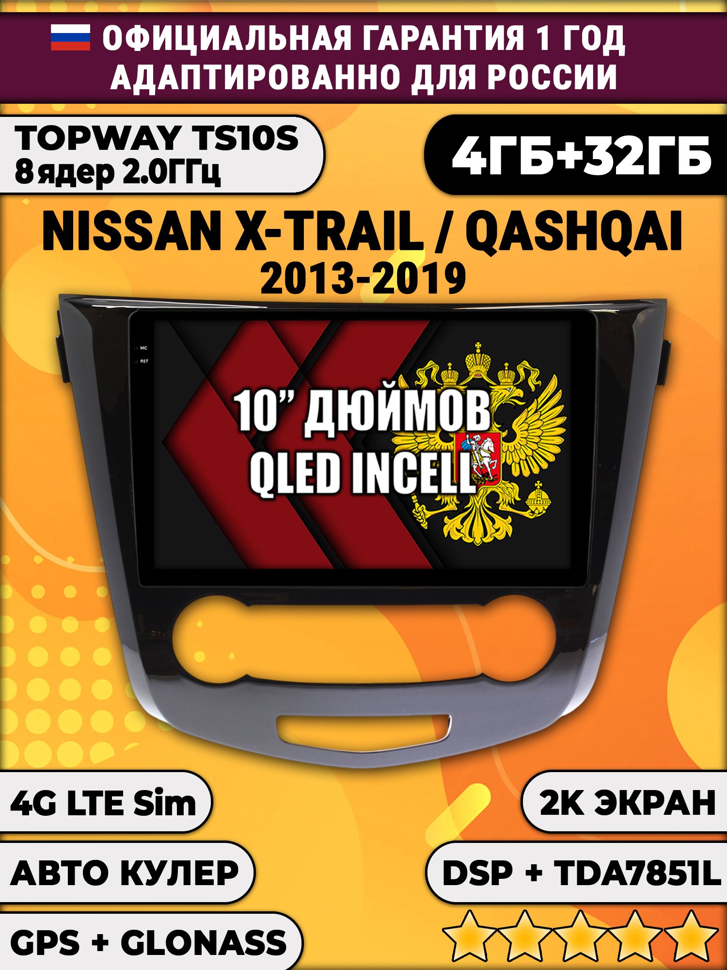 8 ядер TS10S, 4гб+32гб, 2K для NISSAN QASHQAI (2013-2019) / X-TRAIL (2013-2019), Android магнитола - Рамка под кондиционер