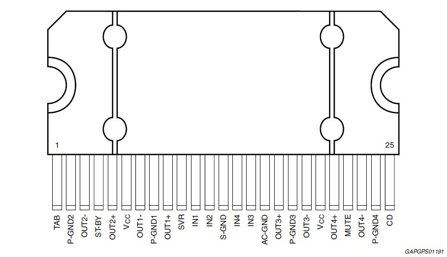 Распиновка TDA7851L